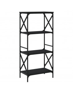 Libreria a 4 Ripiani Nera 59x35x132 cm in Legno Multistrato