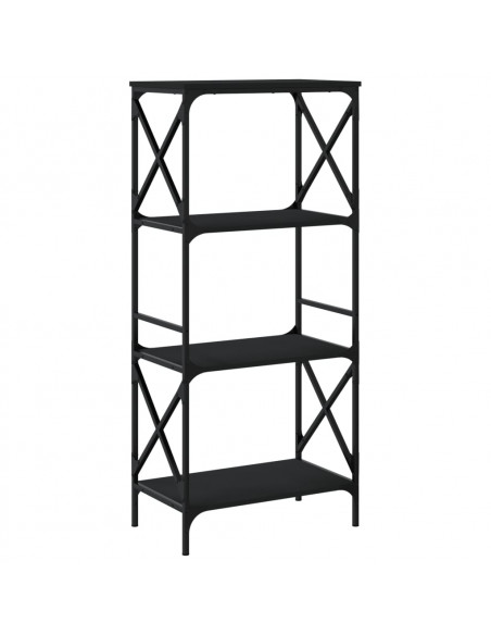 Libreria a 4 Ripiani Nera 59x35x132 cm in Legno Multistrato