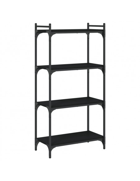 Libreria a 4 Ripiani Nera 60x30x120 cm in Legno Multistrato