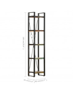 Libreria a 5 Ripiani 40x30x180cm in Massello di Recupero