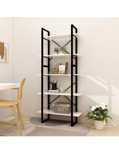 Libreria a 5 Ripiani Bianca 80x30x175 cm in Legno Multistrato