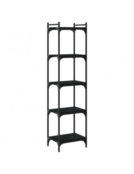 Libreria a 5 Ripiani Nera 40x30x154 cm in Legno Multistrato