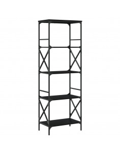 Libreria a 5 Ripiani Nera 59x35x171 cm in Legno Multistrato