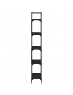 Libreria a 5 Ripiani Nera 60,5x24x166,5 cm in Legno Multistrato