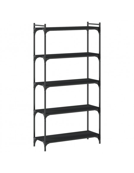 Libreria a 5 Ripiani Nera 80x30x154 cm in Legno Multistrato