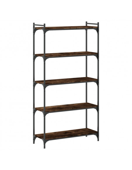 Libreria a 5 Ripiani Rovere Fumo 80x30x154 cm Legno Multistrato