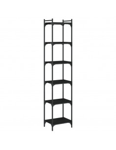 Libreria a 6 Ripiani Nera 40x30x188 cm in Legno Multistrato