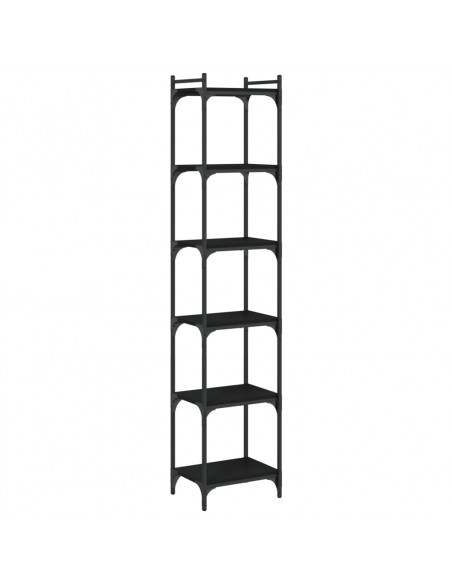 Libreria a 6 Ripiani Nera 40x30x188 cm in Legno Multistrato