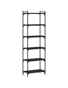 Libreria a 6 Ripiani Nera 60x30x188 cm in Legno Multistrato