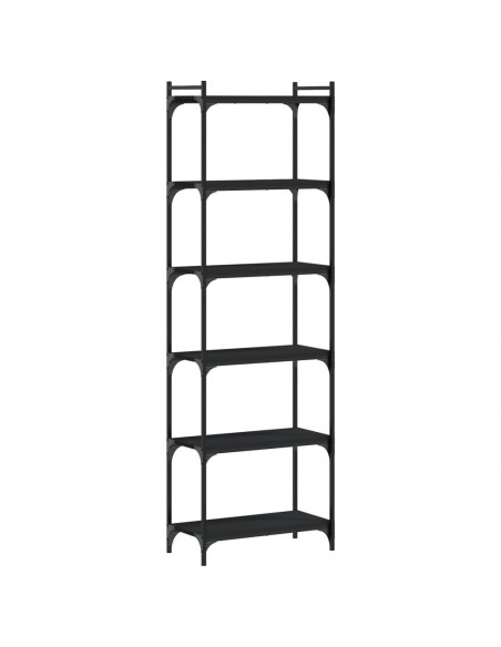 Libreria a 6 Ripiani Nera 60x30x188 cm in Legno Multistrato