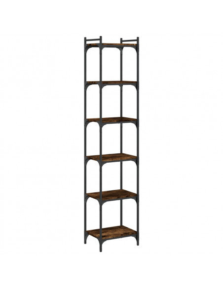 Libreria a 6 Ripiani Rovere Fumo 40x30x188 cm Legno Multistrato