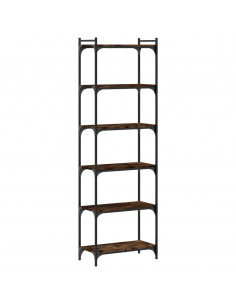 Libreria a 6 Ripiani Rovere Fumo 60x30x188 cm Legno Multistrato