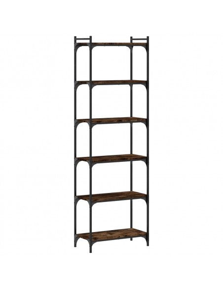 Libreria a 6 Ripiani Rovere Fumo 60x30x188 cm Legno Multistrato