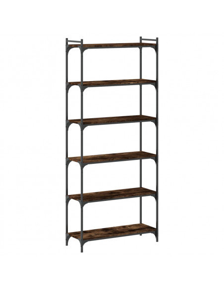 Libreria a 6 Ripiani Rovere Fumo 80x30x188 cm Legno Multistrato