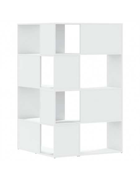 Libreria Angolare 4Ripiani Bianca 85x85x140cm Legno Multistrato