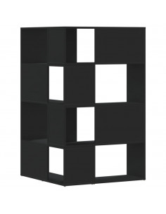 Libreria Angolare 4Ripiani Nera 85x85x140 cm Legno Multistrato