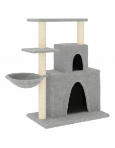 Albero per Gatti con Tiragraffi in Sisal Grigio Chiaro 83 cm 2