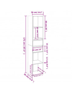 Libreria Bianca 36x30x171 cm in Legno Multistrato