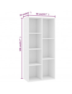 Libreria Bianca 50x25x106 cm in Legno Multistrato