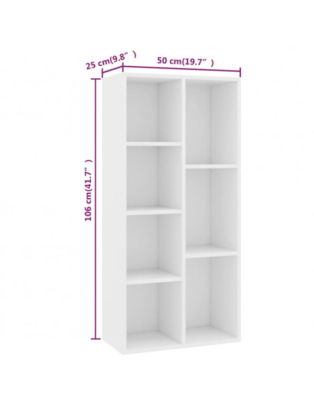 Libreria Bianca 50x25x106 cm in Legno Multistrato