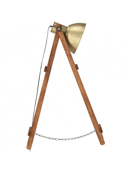 Lampade da Pavimento 3 pz Ottone E27 Legno Massello di Mango