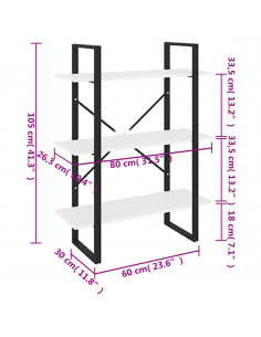 Libreria Bianca 80x30x105 cm in Legno Multistrato