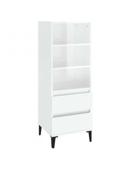 Credenza Bianco Lucido 40x36x110 cm in Legno Multistrato