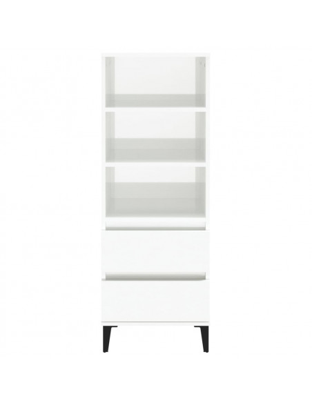 Credenza Bianco Lucido 40x36x110 cm in Legno Multistrato
