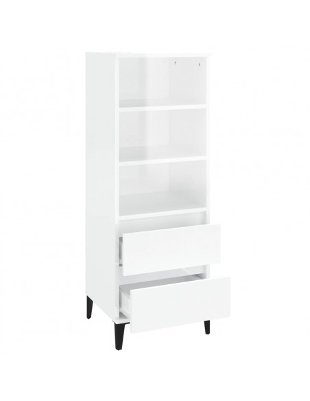 Credenza Bianco Lucido 40x36x110 cm in Legno Multistrato