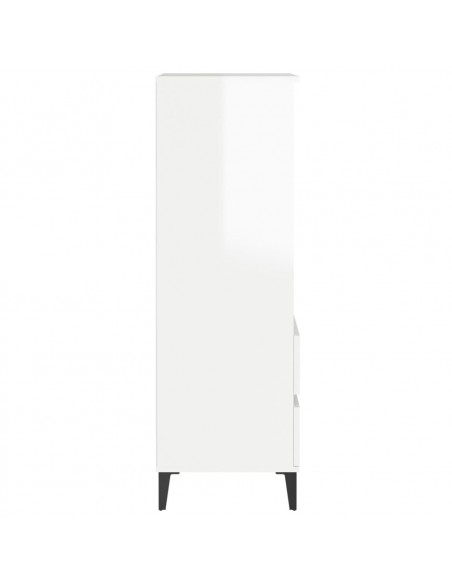 Credenza Bianco Lucido 40x36x110 cm in Legno Multistrato