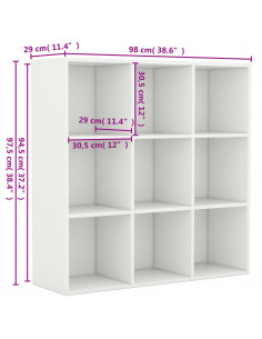 Libreria Bianca 98x29x97,5 cm in Legno Multistrato
