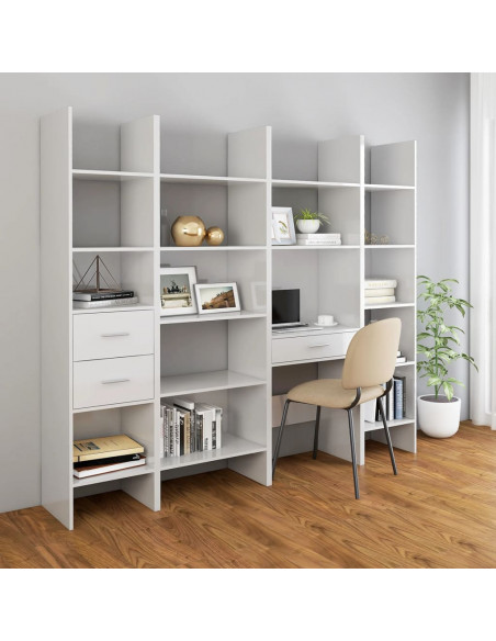 Libreria Bianco Lucido 40x35x180 cm in Legno Multistrato
