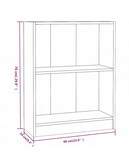 Libreria Bianco Lucido 60x24x76 cm in Legno Multistrato