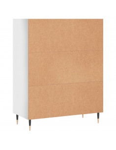 Libreria Bianco Lucido 69,5x32,5x90 cm in Legno Multistrato