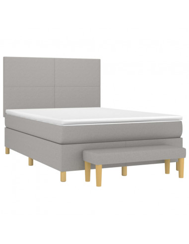 Giroletto a Molle con Materasso Grigio Chiaro 140x200cm Tessuto