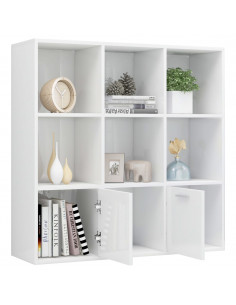 Libreria Bianco Lucido 98x30x98 cm in Legno Multistrato