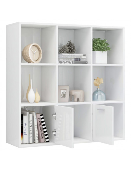 Libreria Bianco Lucido 98x30x98 cm in Legno Multistrato
