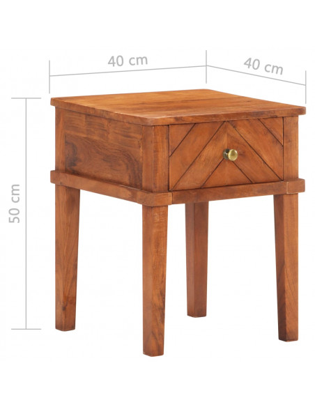 Comodino 40x40x50 cm in Legno Massello di Acacia
