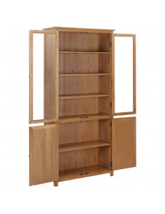 Libreria con 4 Ante 90x35x200 cm in Rovere Massello e Vetro