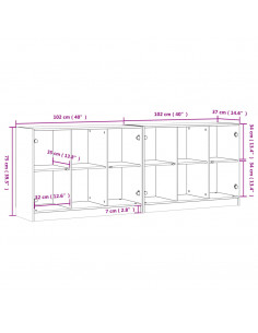 Libreria con Ante Nera 204x37x75 cm in Legno Multistrato
