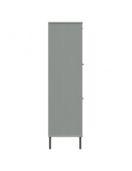 Libreria con Gambe Metallo Grigio 90x35x128,5 cm Massello OSLO