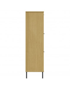 Libreria con Gambe Metallo Marrone 90x35x128,5 cm Massello OSLO