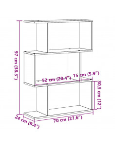 Libreria Divisorio 3 Ripiani Bianca 70x24x97 cm in Truciolato