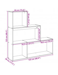 Libreria Divisorio 3 Ripiani Sonoma 123x29x123 cm in Truciolato