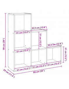 Libreria Divisorio 3Piani Rovere Artigianale 99x29x99Truciolato