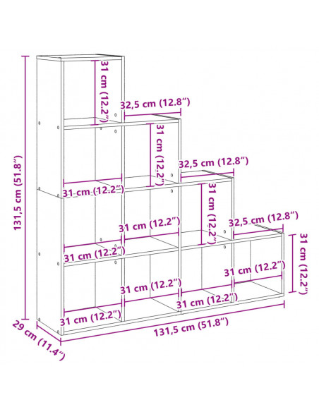 Libreria Divisorio 4 Ripiani Bianca 131,5x29x131,5cm Truciolato