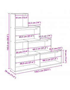 Libreria Divisorio 4 Ripiani Bianca 143,5x29x143,5cm Truciolato