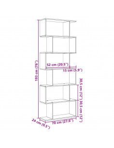 Libreria Divisorio 6 Ripiani Sonoma 70x24x193 cm in Truciolato