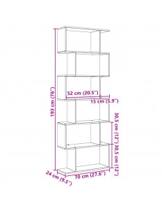 Libreria Divisorio 6Piani Grigio Cemento 70x24x193cm Truciolato