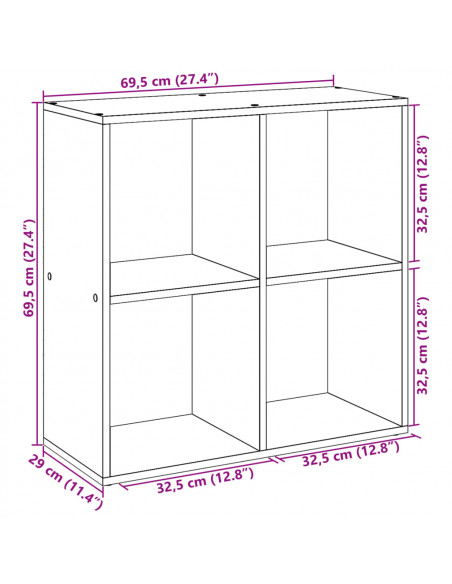 Libreria Divisorio Bianca 69,5x29x69,5 cm in Truciolato